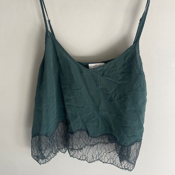 Dark green crop top with lace - Picture 1 of 4